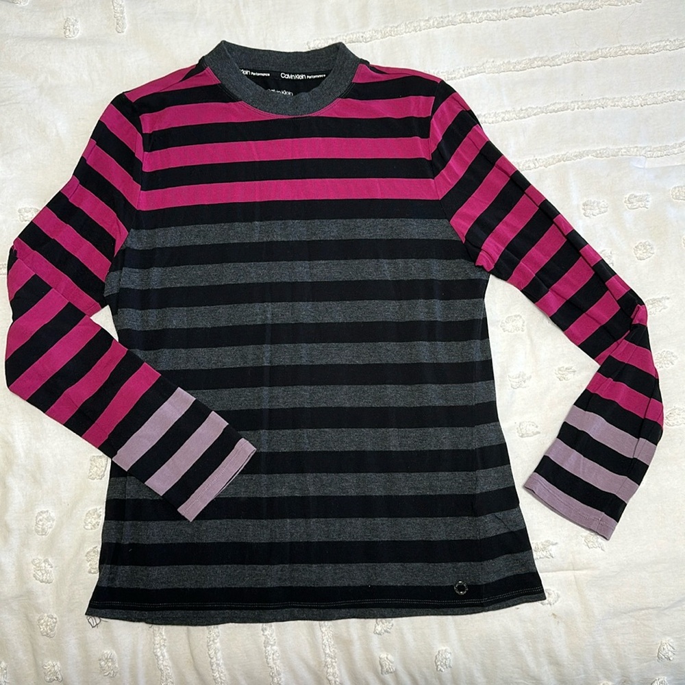 Calvin Klein performance long sleeved striped tee